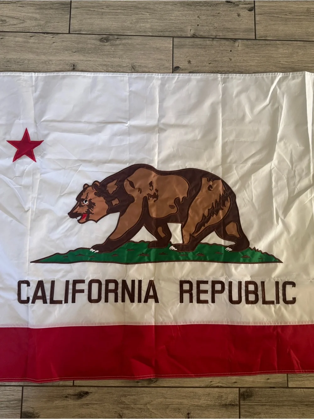 California State Flag - Huge Bear Flag - 36” x 58” White, Red, Brown, Green